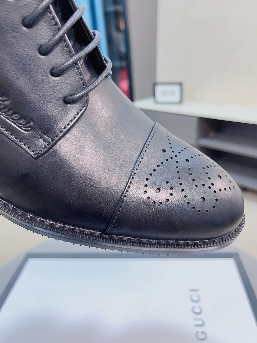 Men's Men's Shoes 💰458🌹🌹【GUCCI】The most popular classic Gucci leather shoes. Synchronized with the official website, the upper is made of Italian open-sided pig➕cow leather lining, with unique brand and unique craftsmanship. Highlighting the hot style of the new year. Stop hesitating, stop wandering, get it now. Number: 38--44, 45 46 can be customized